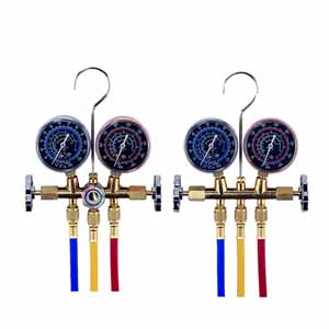 BRASS DUAL R12,R134A AUTO A/C MANIFOLD GAUGE SET